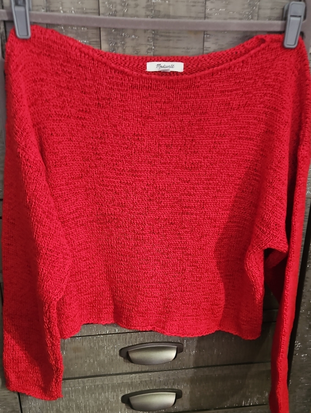 Madewell Red Scoop-Neck Knit Sweater
